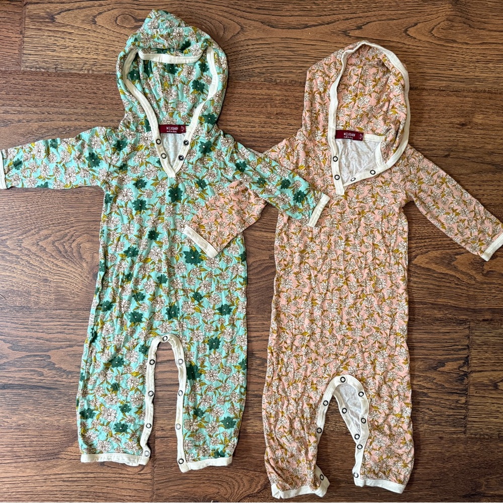 2x Milkbarn Bamboo Rompers